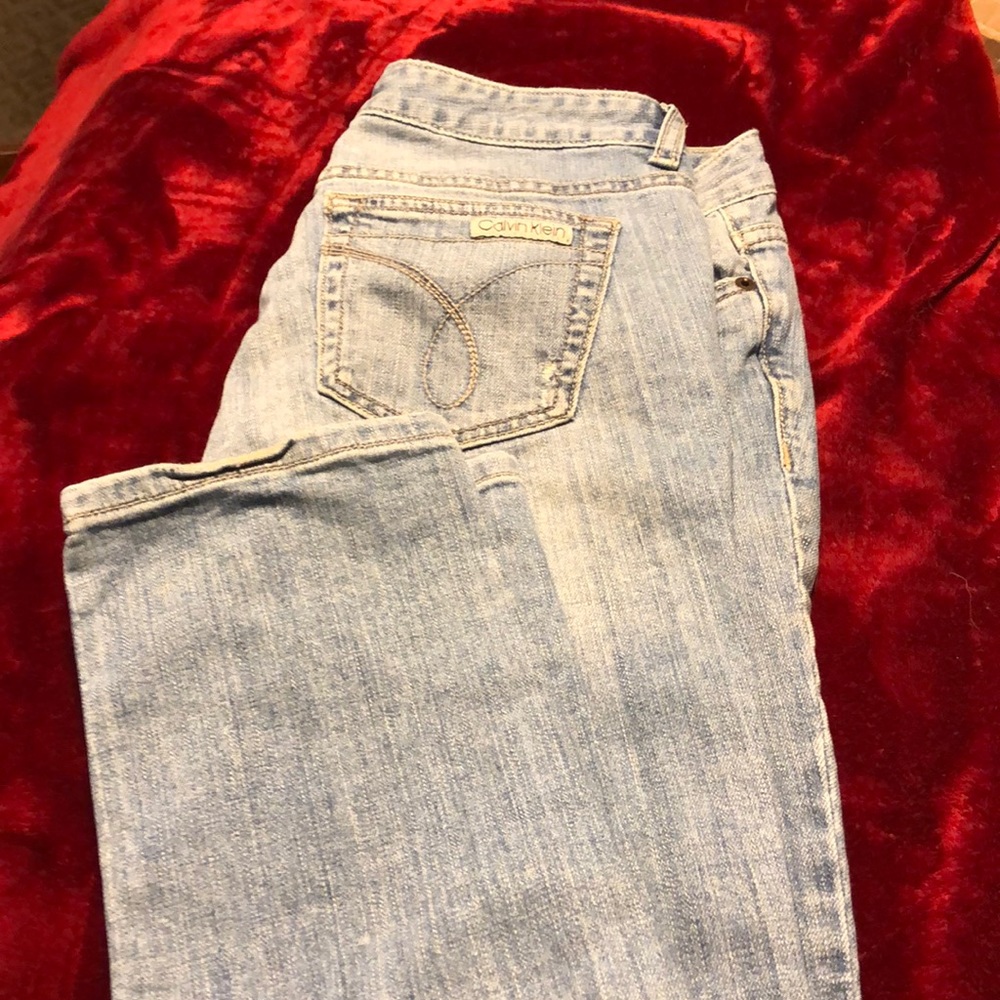 Calvin Klein skinny distressed jeans